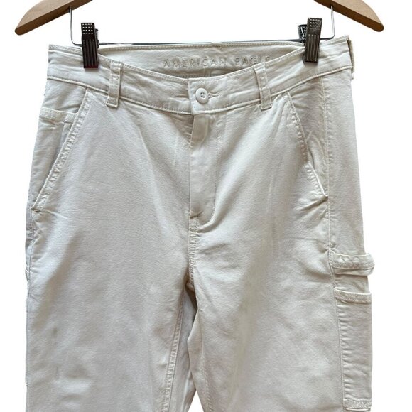 American Eagle‎ Stretch Cream Cargo Pants Lagenlook Boho Women's Size 2 - Picture 2 of 9